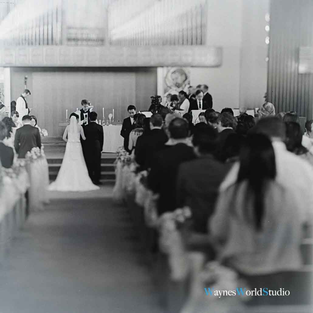 4X5 film camera church wedding
