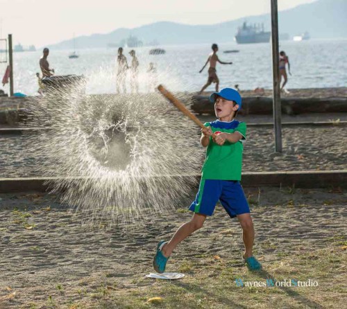 High Speed photography captures water balloon strike with bat